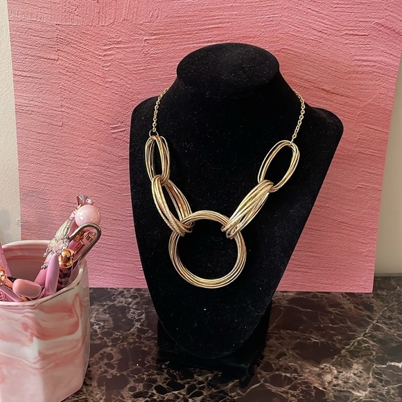 Inc International Concept Gold Statement Circle Necklace - Picture 10 of 12